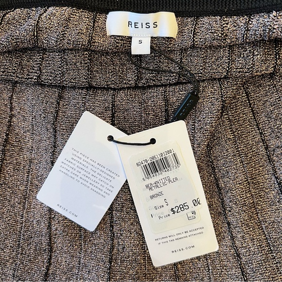 Reiss Bronze Metallic Shimmer Knitted Midi Skirt Size Small NWT - Picture 5 of 16